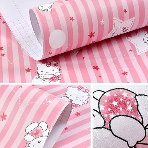 FOKRIM Peppy Pink Wallpaper for Walls Sticker 45x300cm 14-sqft - Peel and Stick Removable Self Adhesive Waterproof Wall Paper for Home Kids Room Play Room - Image 5