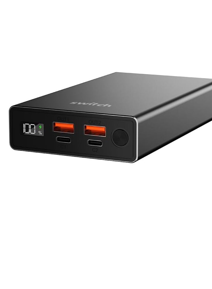 SWITCH 20K Power Bank, PB-S300, 20,000mAh Portable Charger, 100W, LED Battery Indicator and 4 Ports, Fast Charging for Laptops, Phones, and More - Image 3