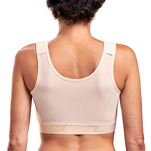 MARENA B2 Adjustable Shirred Front Shoulder Closure Post-Surgical Bra Beige - Image 2