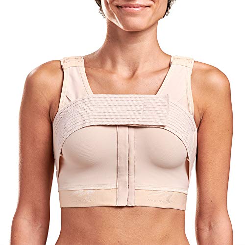 MARENA B2 Adjustable Shirred Front Shoulder Closure Post-Surgical Bra Beige - Image 1