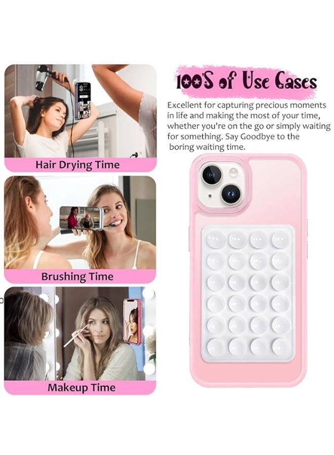 YJ Suction Phone Case Mount, 4Pcs Silicone Phone Suction Grip Compatible with iPhone and Android Cases, Anti-Slip Hands-Free Mobile Accessory Holder, Sticky Phone Grip for Tiktok Videos and SelfiesPink, black, white, transparent - Image 4