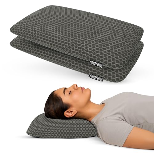 CareFoam Orthopedic Memory Foam Pillow for Comfortable Sleep, Neck & Shoulder Pain Relief with Removable Zipper Black Jacquard Cover 24 x 16 x 4 Inch Pack of 2 - Image 1