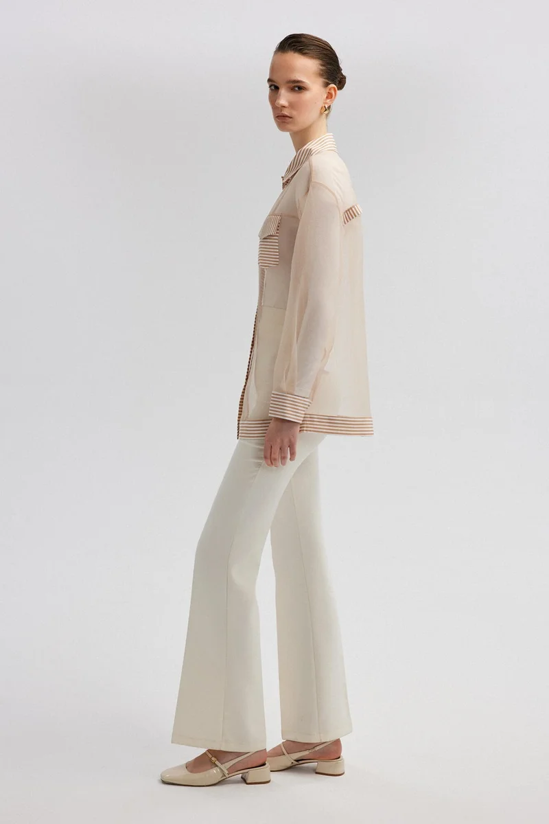 توتشي Poplin Garnished Organza Shirt