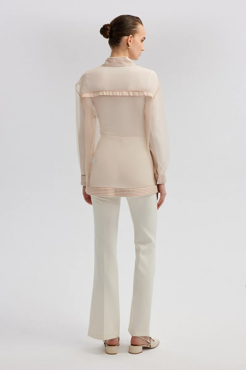 توتشي Poplin Garnished Organza Shirt