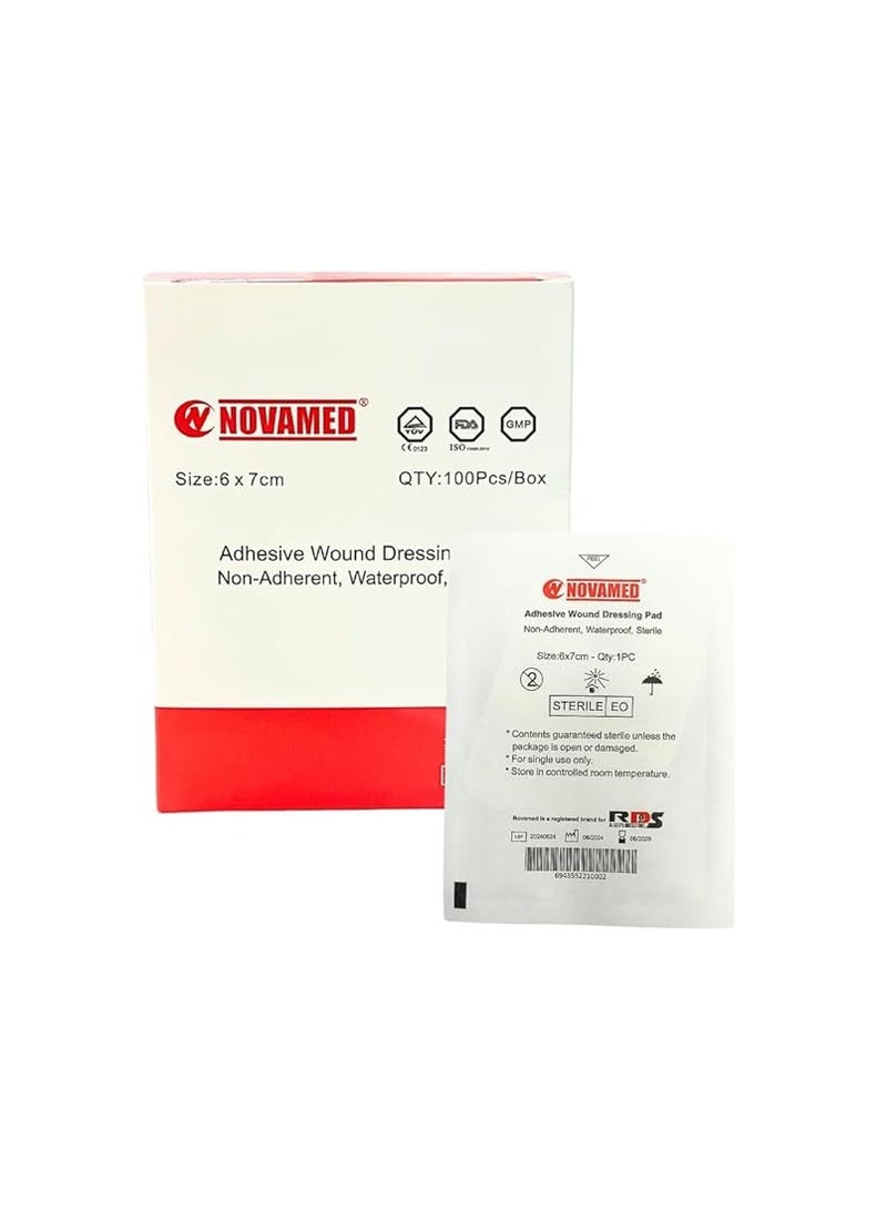 Novamed Adhesive Wound Dressing Pad Waterproof Sterile 6*7cm 100's