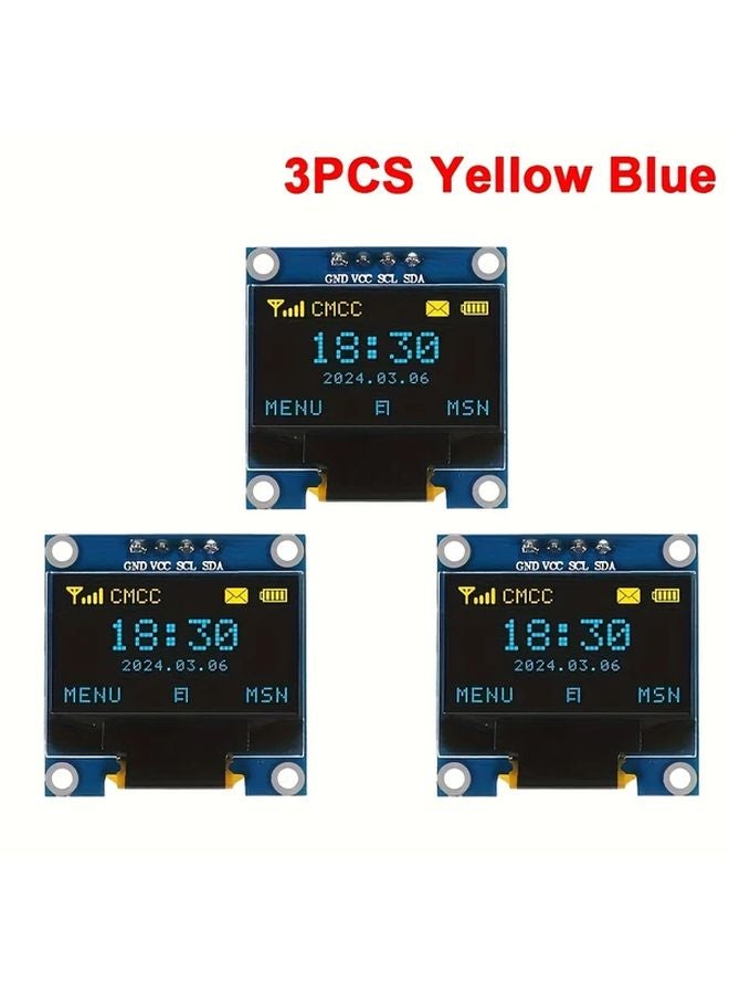 3 قطع وحدة عرض OLED 0.96 بوصة I2C IIC 128x64 SSD1306 أصفر وأزرق لأردوينو - Image 1