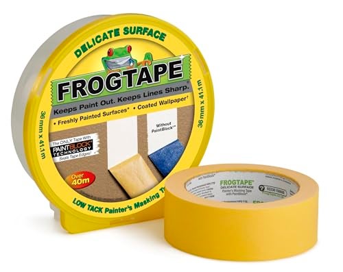 FrogTape Frog Tape Yellow Delicate Surface Painters Masking Tape 36mm x 41.1m. Indoor painting and decorating for sharp lines and no paint bleed - Image 1
