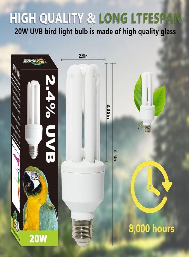 LUCKY HERP UVA UVB Light Bulb for Birds 2.4 UVB 20W Compact Flourescent Lamp for All Kinds Captive Birds - Image 5