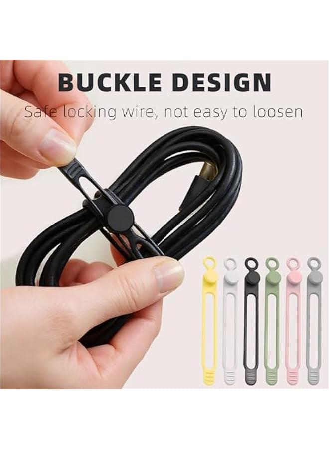 Arabest Data Cable Organizer, 2025 New Elastic Silicone Cable Straps Cord Organizer, Reusable Cable Ties Wire Organizer for Bundling and Fastening Earphone, Phone Charger (24 Pcs) - Image 3