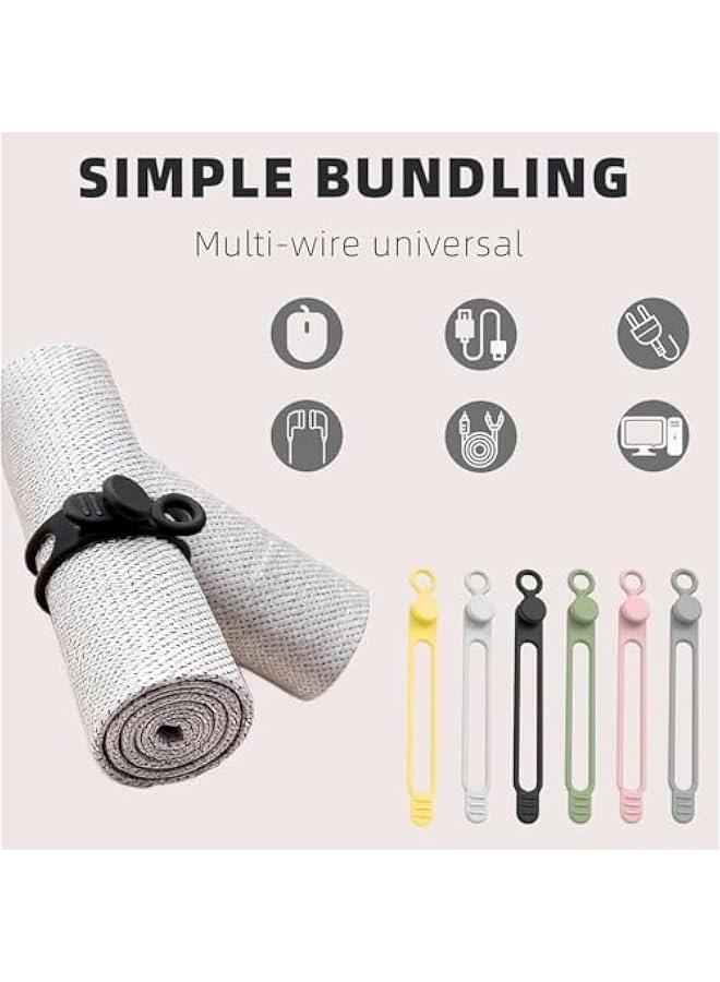Arabest Data Cable Organizer, 2025 New Elastic Silicone Cable Straps Cord Organizer, Reusable Cable Ties Wire Organizer for Bundling and Fastening Earphone, Phone Charger (24 Pcs) - Image 4