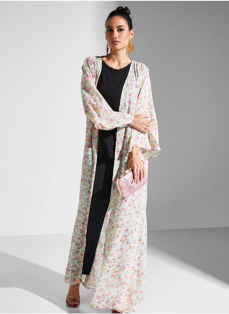 Golden Apple - Floral Printed Longline Kimono - Image 1