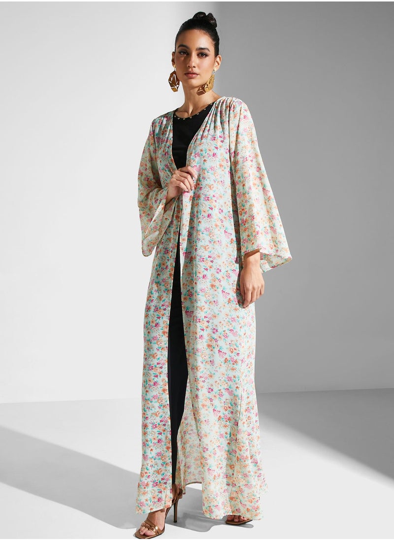 Golden Apple - Floral Printed Longline Kimono - Image 1