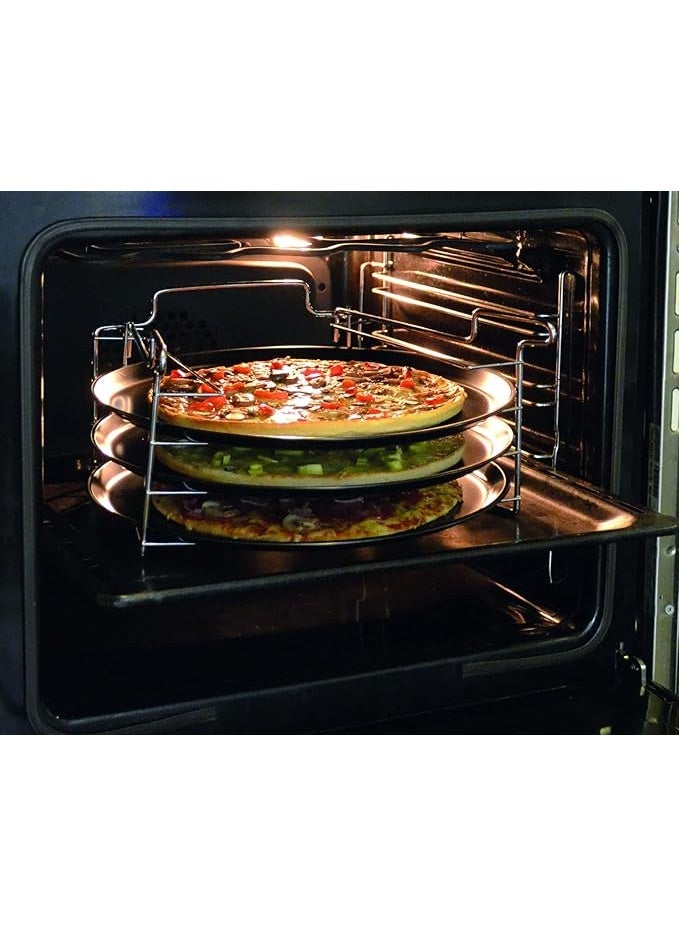 طقم خبز بيتزا بثلاث صواني - مزودة بفتحات - قالب بيتزا دائري - Image 3