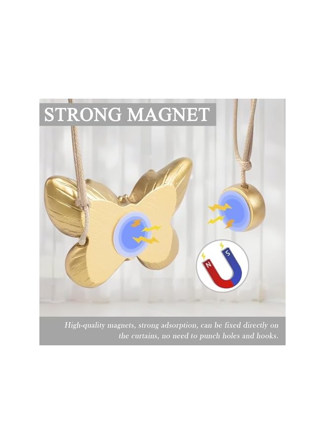 The Bros 2Pcs Magnetic Curtain Tiebacks, Curtain Holdbacks, Resin Drapery Holdbacks, Curtain Tie Backs Rope, Butterfly Curtain Magnetic Buckle Tie, Window Curtain Holder Straps Buckles, for Cafe Balcony Decor - Image 3