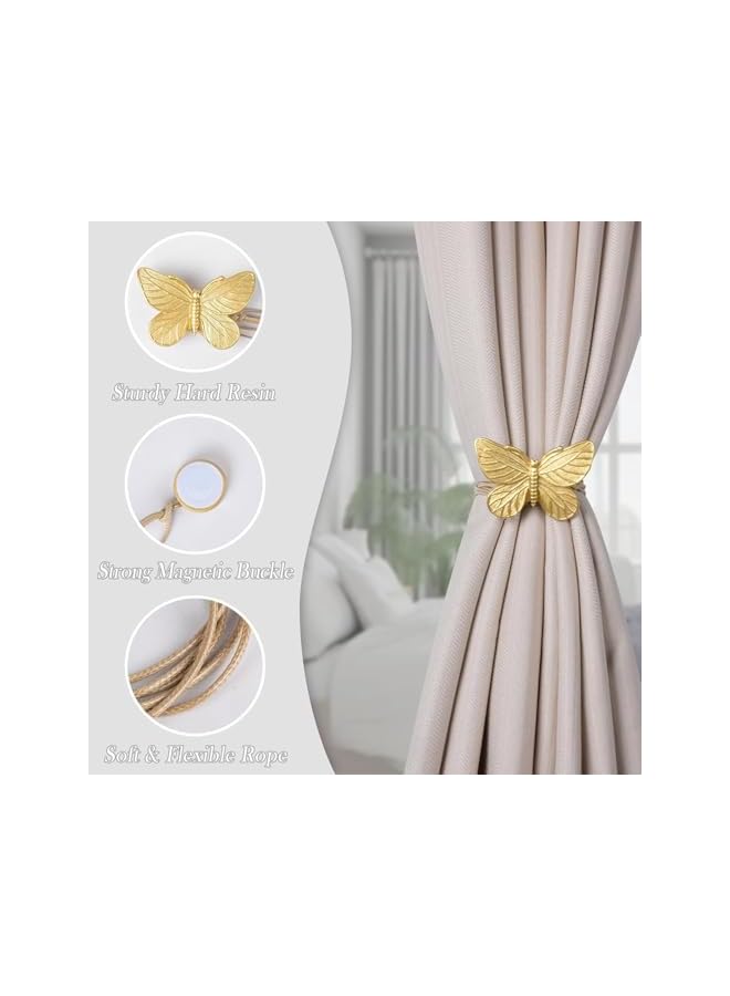 The Bros 2Pcs Magnetic Curtain Tiebacks, Curtain Holdbacks, Resin Drapery Holdbacks, Curtain Tie Backs Rope, Butterfly Curtain Magnetic Buckle Tie, Window Curtain Holder Straps Buckles, for Cafe Balcony Decor - Image 2