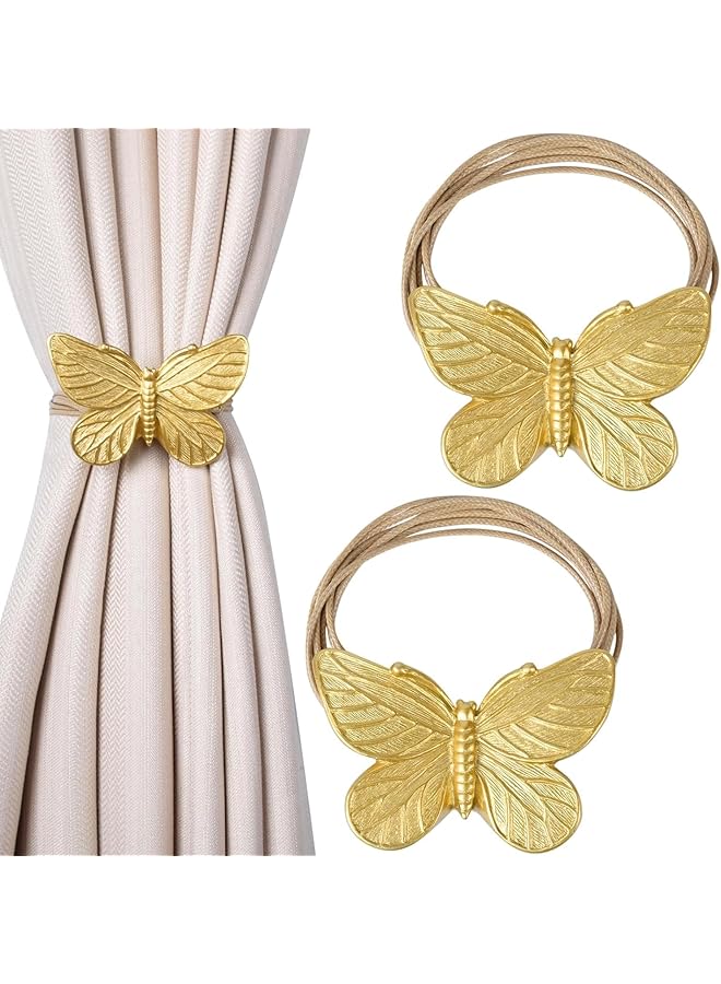 The Bros 2Pcs Magnetic Curtain Tiebacks, Curtain Holdbacks, Resin Drapery Holdbacks, Curtain Tie Backs Rope, Butterfly Curtain Magnetic Buckle Tie, Window Curtain Holder Straps Buckles, for Cafe Balcony Decor - Image 1