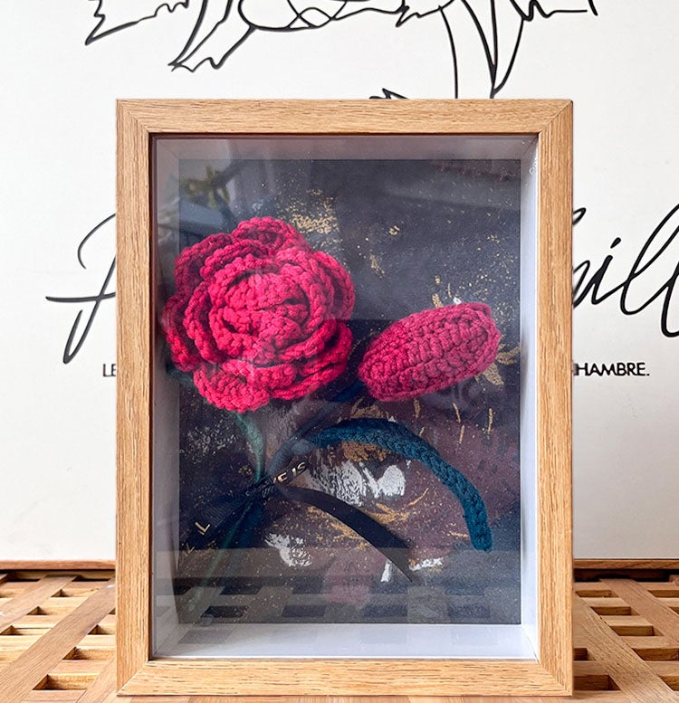 Handmade Knit Flowers Photo Frame | Artificial Hand- Knitted Sunflower Bouquet Wall Decor,Home Offices Decors, Desk Tabletop Ornaments, Gift for Mother’s Day, Anniversary, Wedding - Image 2