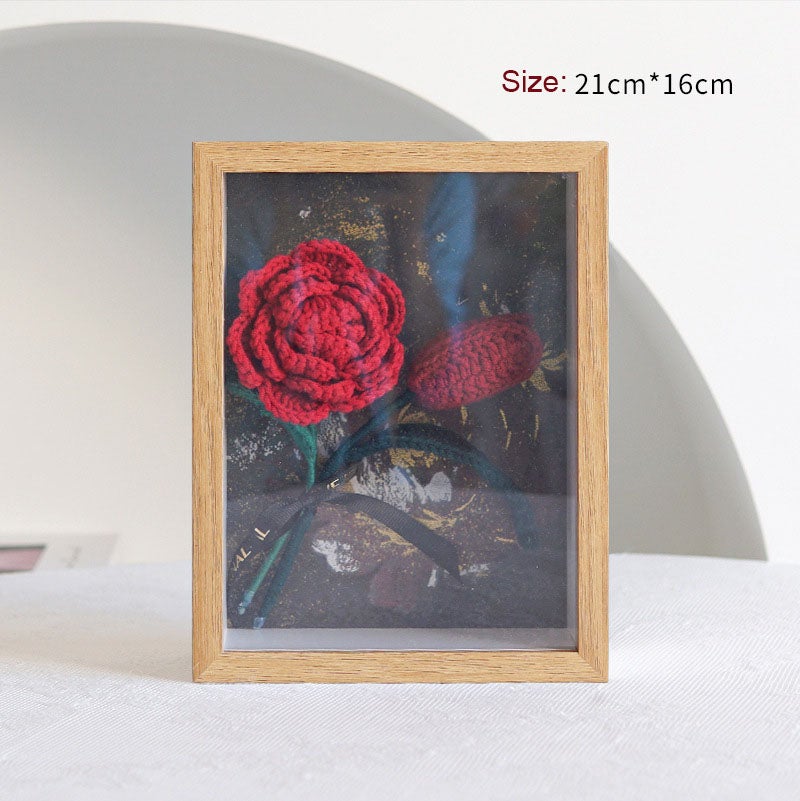 Handmade Knit Flowers Photo Frame | Artificial Hand- Knitted Sunflower Bouquet Wall Decor,Home Offices Decors, Desk Tabletop Ornaments, Gift for Mother’s Day, Anniversary, Wedding - Image 5