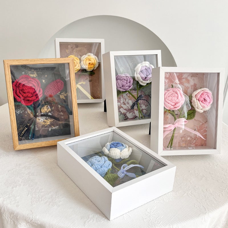Handmade Knit Flowers Photo Frame | Artificial Hand- Knitted Sunflower Bouquet Wall Decor,Home Offices Decors, Desk Tabletop Ornaments, Gift for Mother’s Day, Anniversary, Wedding - Image 4