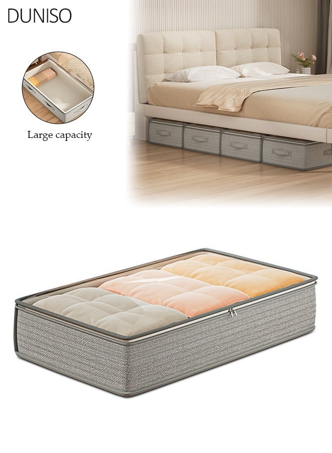 DUNISO Under Bed Storage Containers with Handles, 60 L Large Underbed Storage Box with Clear Window, Foldable Large Capacity Blanket Storage Bags for Clothes, Blanket, Comforter, Bedding,Toys - Image 1