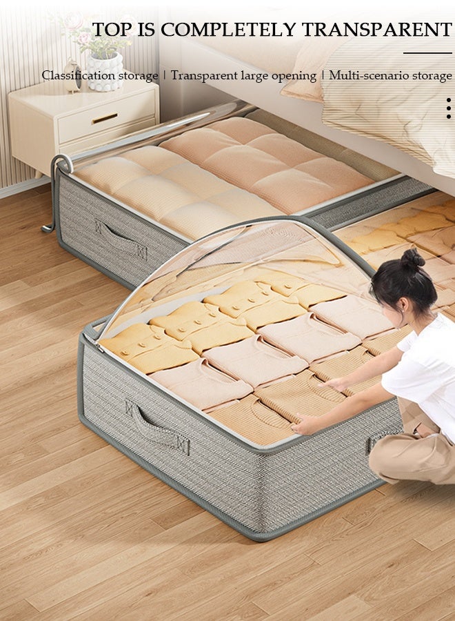 DUNISO Under Bed Storage Containers with Handles, 60 L Large Underbed Storage Box with Clear Window, Foldable Large Capacity Blanket Storage Bags for Clothes, Blanket, Comforter, Bedding,Toys - Image 4