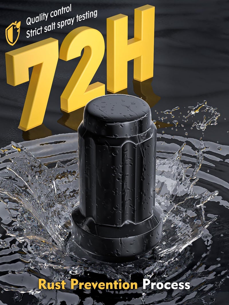 MIKKUPPA 23pcs 1/2"-20 Lug Nuts Replacement for 1987-2018 Jeep Wrangler JK, 2002-2012 Jeep Liberty, 1993-2010 Jeep Grand Cherokee Aftermarket Wheel - Black Closed End Tire Lug Nuts with Socket Key - Image 3