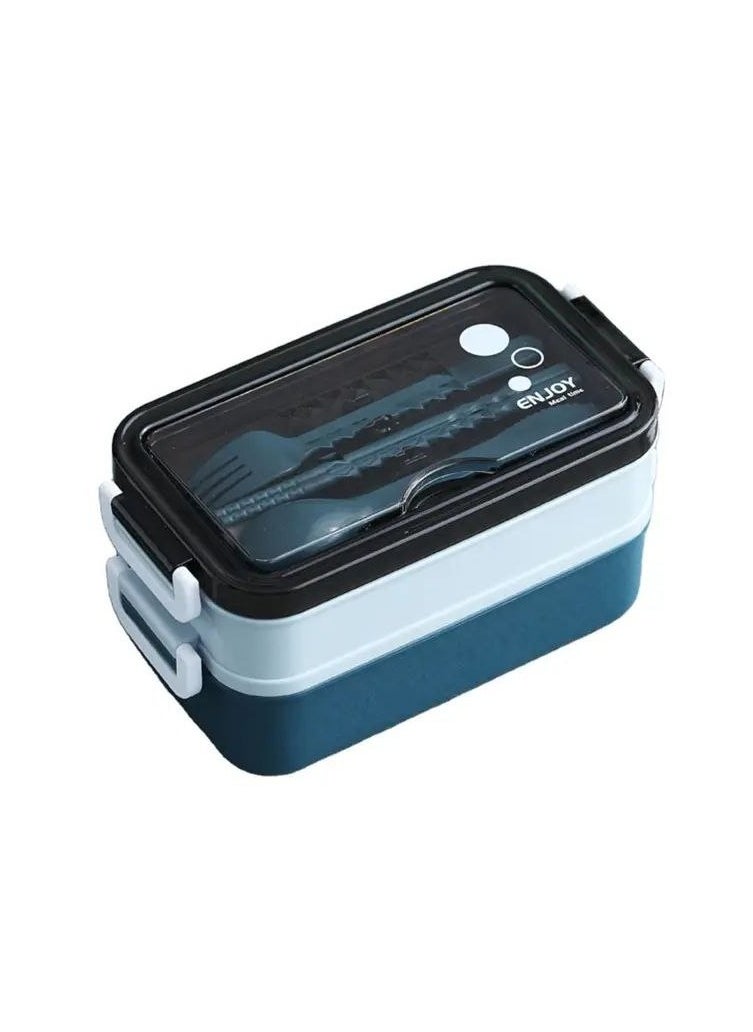 Leakproof Lunch Box for Adults & kids, Food grade safe material food container with 2 Compartments portion & 2 Dividers and cutlery set. Perfect for healthy lunches&snacks from home, Assorted Color, May Vary