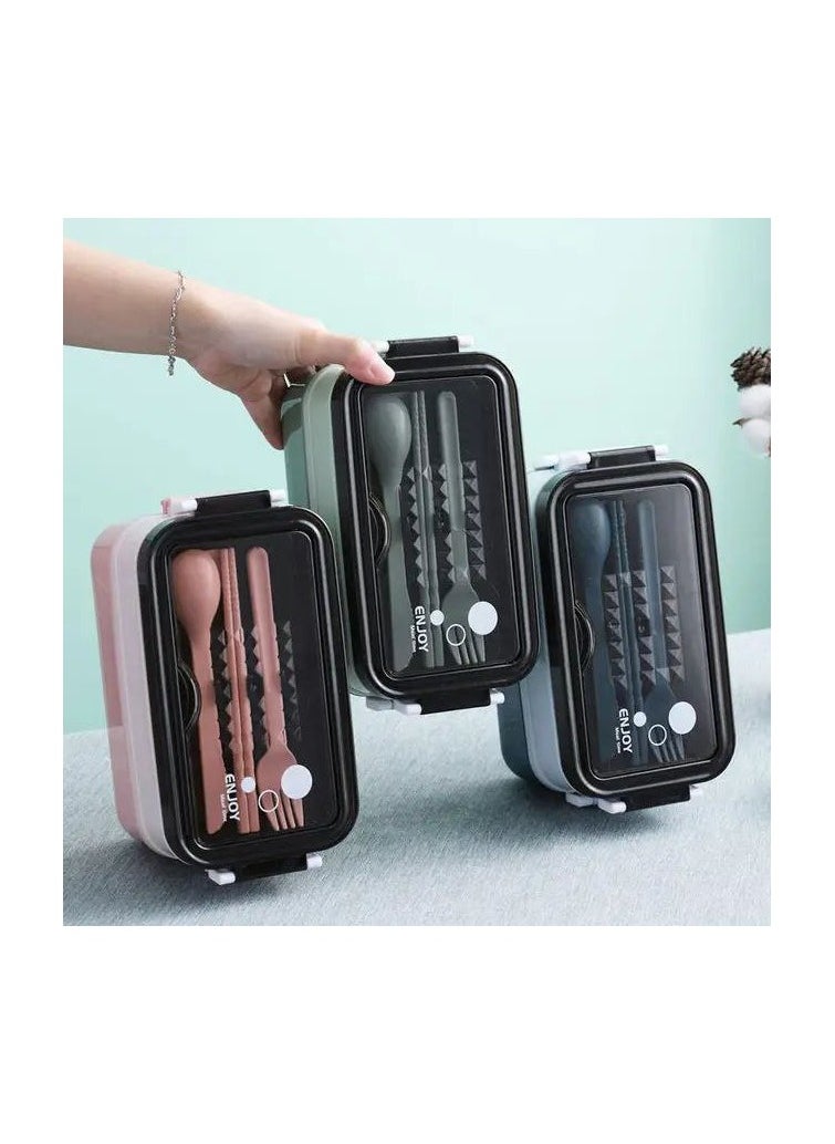 Leakproof Lunch Box for Adults & kids, Food grade safe material food container with 2 Compartments portion & 2 Dividers and cutlery set. Perfect for healthy lunches&snacks from home, Assorted Color, May Vary
