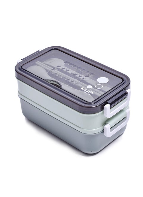 Leakproof Lunch Box for Adults & kids, Food grade safe material food container with 2 Compartments portion & 2 Dividers and cutlery set. Perfect for healthy lunches&snacks from home, Assorted Color, May Vary