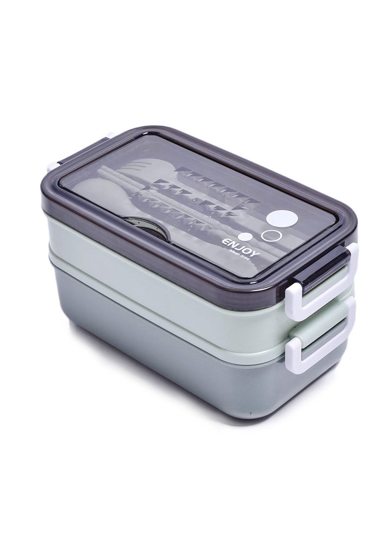 Leakproof Lunch Box for Adults & kids, Food grade safe material food container with 2 Compartments portion & 2 Dividers and cutlery set. Perfect for healthy lunches&snacks from home, Assorted Color, May Vary