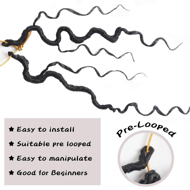 Vemet Goddess Locs Crochet Hair 8 Inch 9 Packs Faux Locs Synthetic Crochet Hair for Black Women, Boho Style Pre looped crochet with Curly Ends 1B - Image 5