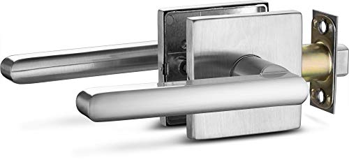 Berlin Modisch Passage Lever Door Handle Slim Square Non-Locking Lever Set [for Hallway or Closet Doors] Reversible for Right & Left Sided Doors Heavy Duty - Satin Nickel Finish - Image 4