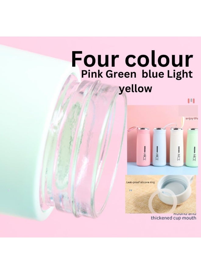 NICE Portable Glass Flask – 400ml Leak-proof Water Bottle, Stylish Travel Flask for Hot & Cold Beverages, Durable & Eco-friendly Design, Blue - Image 2