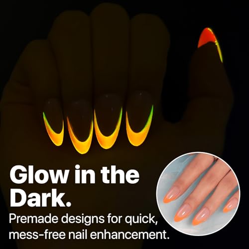 SXC Cosmetics XPro Tips French Tip Press On Nails Bright Pastel Glow in the Dark Series GLOW115KITM Almond - Image 3