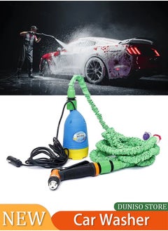 Portable car wash pump set, household high-pressure water sprayer, fast electric car wash pump cleaning kit, perfect for washing cars, motorcycles, and bicycles at home.，with a water gun and a 10 meter long hose