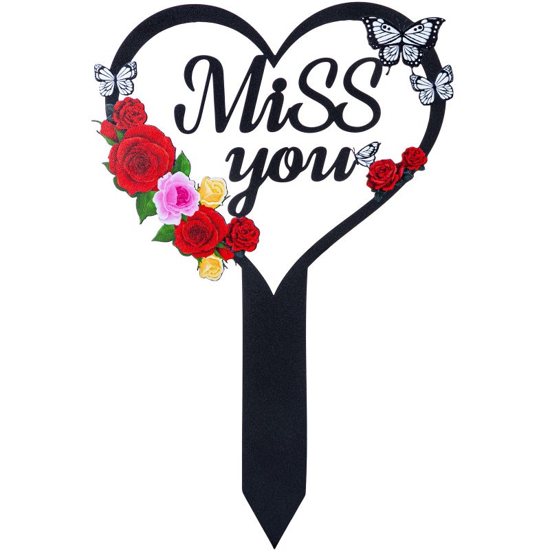 JMZYJZH Cemetery Decorations for Grave, Happy Mom Dad Grave Decorations for Cemetery, Memorial Heart Graves Markers for Outdoors - Image 1