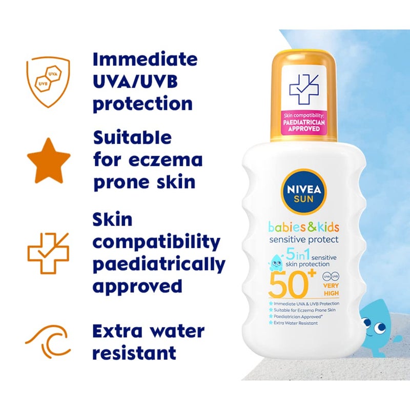 Nivea Kids Protect And Sensitive Sun Spray With Spf 50+ Very High - 200 Ml - Image 2