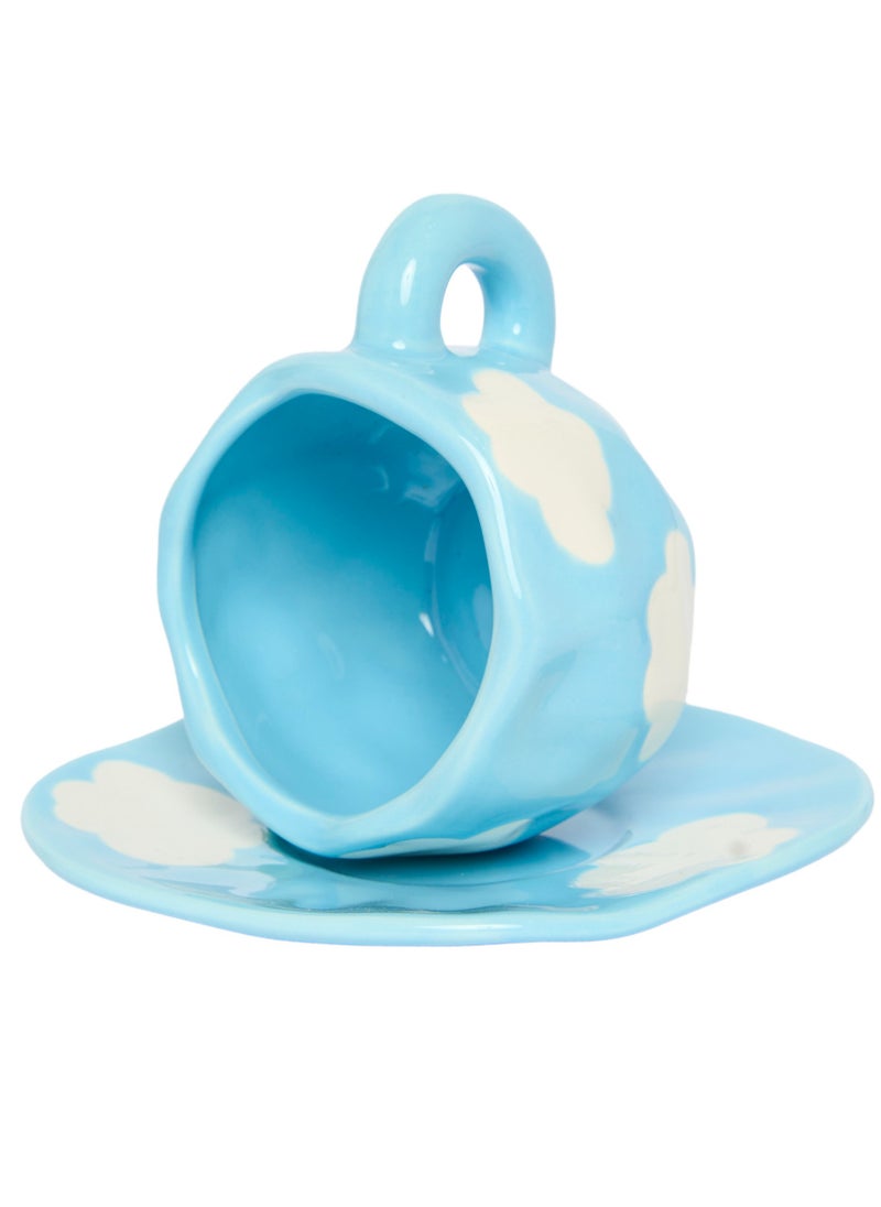 Prickly Pear - Daydream Cloud Ceramic Teacup & Saucer - Image 1