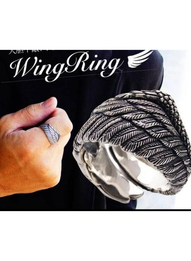 The 925 sterling silver wing ring is a unique piece of jewelry designed for men who appreciate elegance and distinction2020 - Image 1