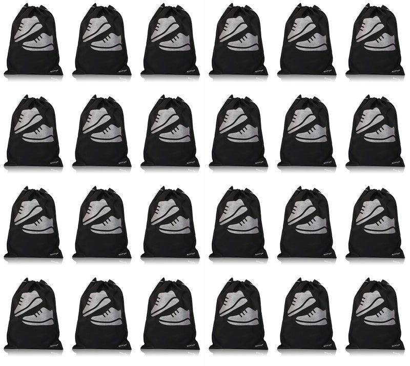 Alifiya Portable Travel Shoe Cover Shoe Bags and Shoe Pouch 16 X 12'' Inches (Pack of 24, Black) - Image 1