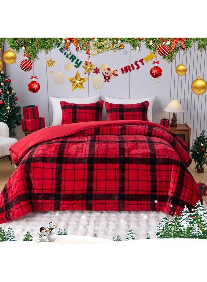 YIYEA Christmas Faux Fur Comforter Set, Luxury Ultra Soft Fuzzy Comforter, Fluffy Plush Shaggy Bedding Comforter Sets for Fall and Winter, Cozy Warmth, No Shedding, 3PC, Queen - Image 2