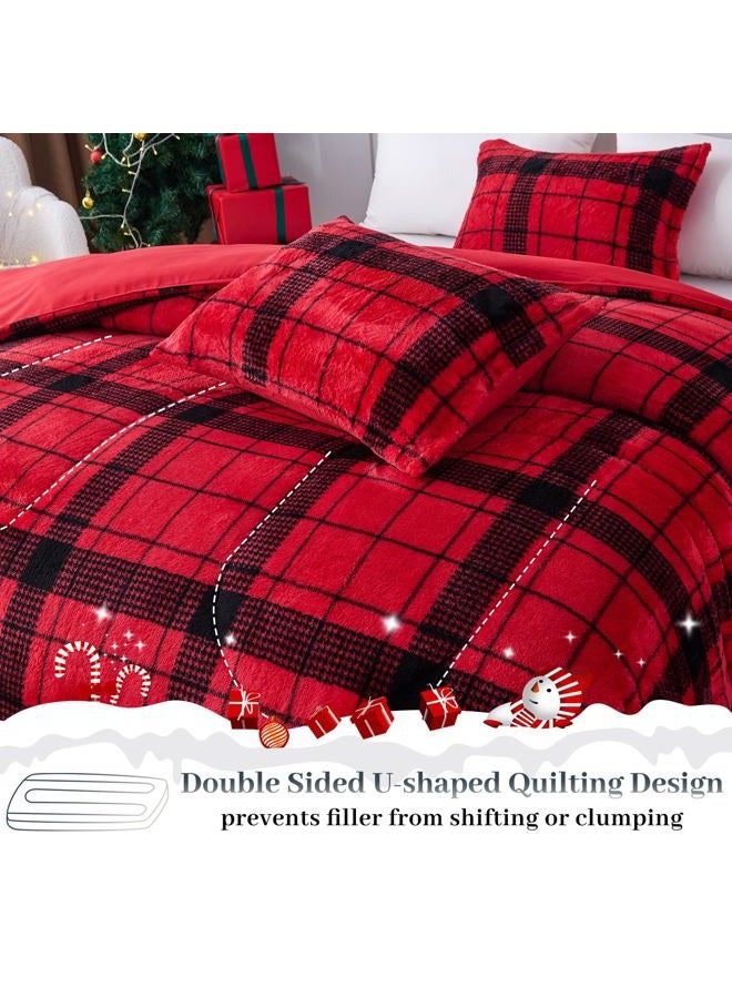 YIYEA Christmas Faux Fur Comforter Set, Luxury Ultra Soft Fuzzy Comforter, Fluffy Plush Shaggy Bedding Comforter Sets for Fall and Winter, Cozy Warmth, No Shedding, 3PC, Queen - Image 5