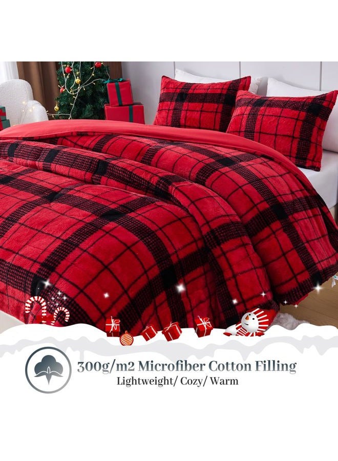 YIYEA Christmas Faux Fur Comforter Set, Luxury Ultra Soft Fuzzy Comforter, Fluffy Plush Shaggy Bedding Comforter Sets for Fall and Winter, Cozy Warmth, No Shedding, 3PC, Queen - Image 4