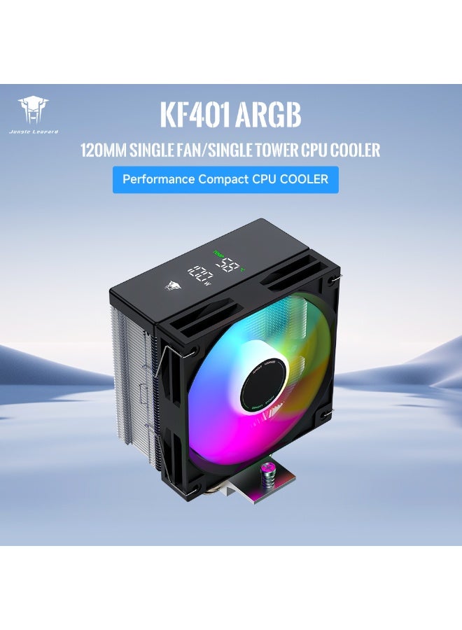 Jungle Leopard KF401 ARGB CPU Cooler Fan | 4 Heat Pipe Direct Touch Process, HDB Bearing 120mm PWM ARGB Fan Air Cooler 220W TDP, Suitable for AMD AM4/AM5 & Intel LGA 1700/1200/115X (ARGB) - Image 1