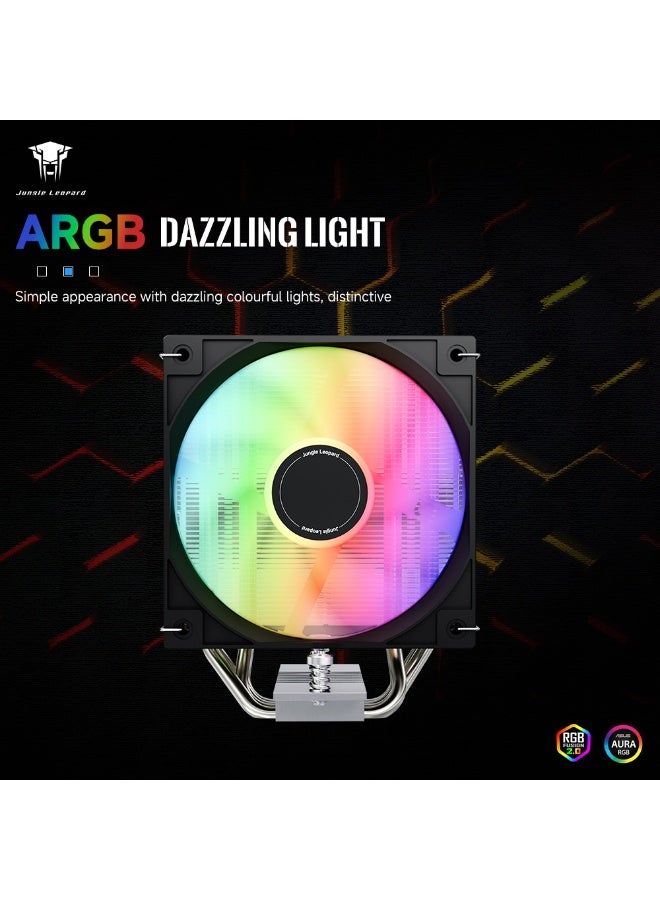 Jungle Leopard KF401 ARGB CPU Cooler Fan | 4 Heat Pipe Direct Touch Process, HDB Bearing 120mm PWM ARGB Fan Air Cooler 220W TDP, Suitable for AMD AM4/AM5 & Intel LGA 1700/1200/115X (ARGB) - Image 3