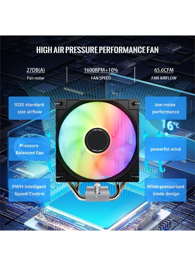 Jungle Leopard KF401 ARGB CPU Cooler Fan | 4 Heat Pipe Direct Touch Process, HDB Bearing 120mm PWM ARGB Fan Air Cooler 220W TDP, Suitable for AMD AM4/AM5 & Intel LGA 1700/1200/115X (ARGB) - Image 5