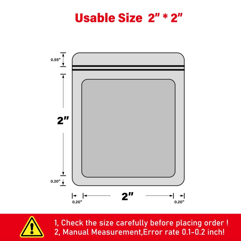 EONJOE 100-pack 2Ã—2 inch mylar bags with clear window holographic resealable sealable packaging zip bag for small bussiness jewelry candy sample food packing supplies ï¼ˆblackï¼‰ - Image 2