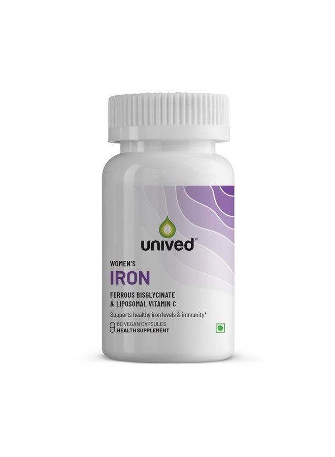 Unived Women’s Iron Supplement | 29mg Ferrous Bisglycinate + 65mg Liposomal Vitamin C | 100% RDA Iron & Vitamin C | High Absorption, Gentle on Stomach | Vegan | 60 Capsules - Image 1