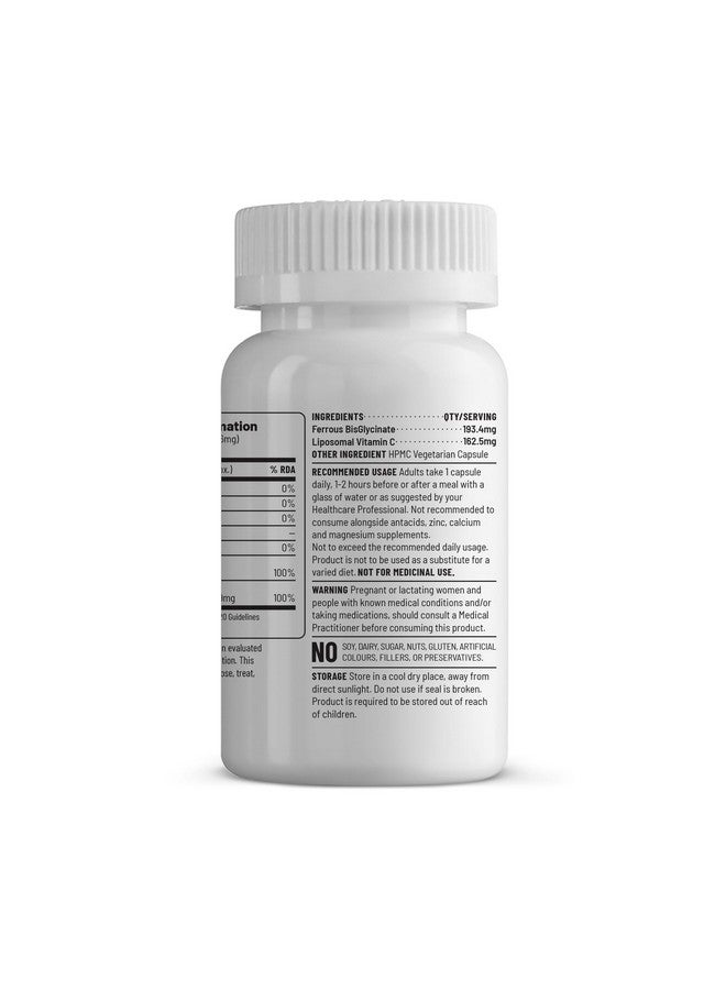 Unived Women’s Iron Supplement | 29mg Ferrous Bisglycinate + 65mg Liposomal Vitamin C | 100% RDA Iron & Vitamin C | High Absorption, Gentle on Stomach | Vegan | 60 Capsules - Image 3