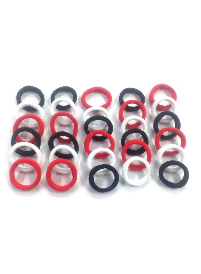 SUN Ring SUNRING Thick Cotton Hair Rubber Bands, Durable Elastic Ties, Ponytail Holders, Hair Accessories for Women and Girls - Red/White/Black (Pack of 100 Pcs) (Pack of 100, Red Black White) - Image 2